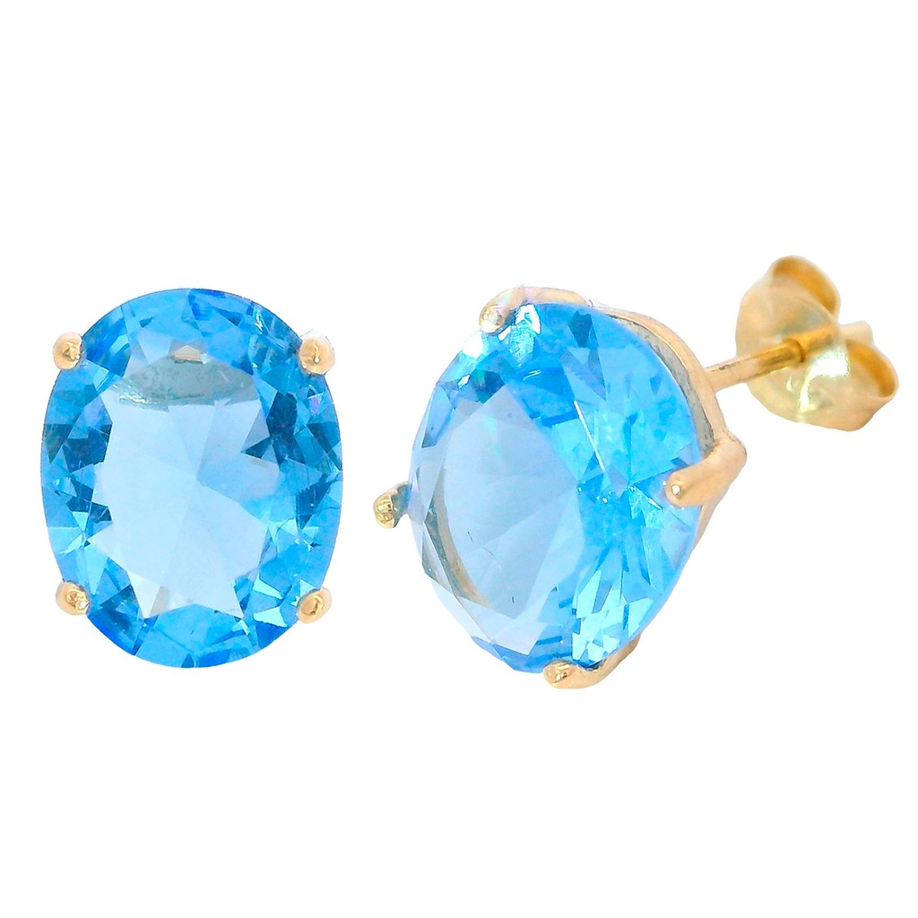 PENDIENTES OVAL 10x8MM COLOR  AGUAMARINA PRESION