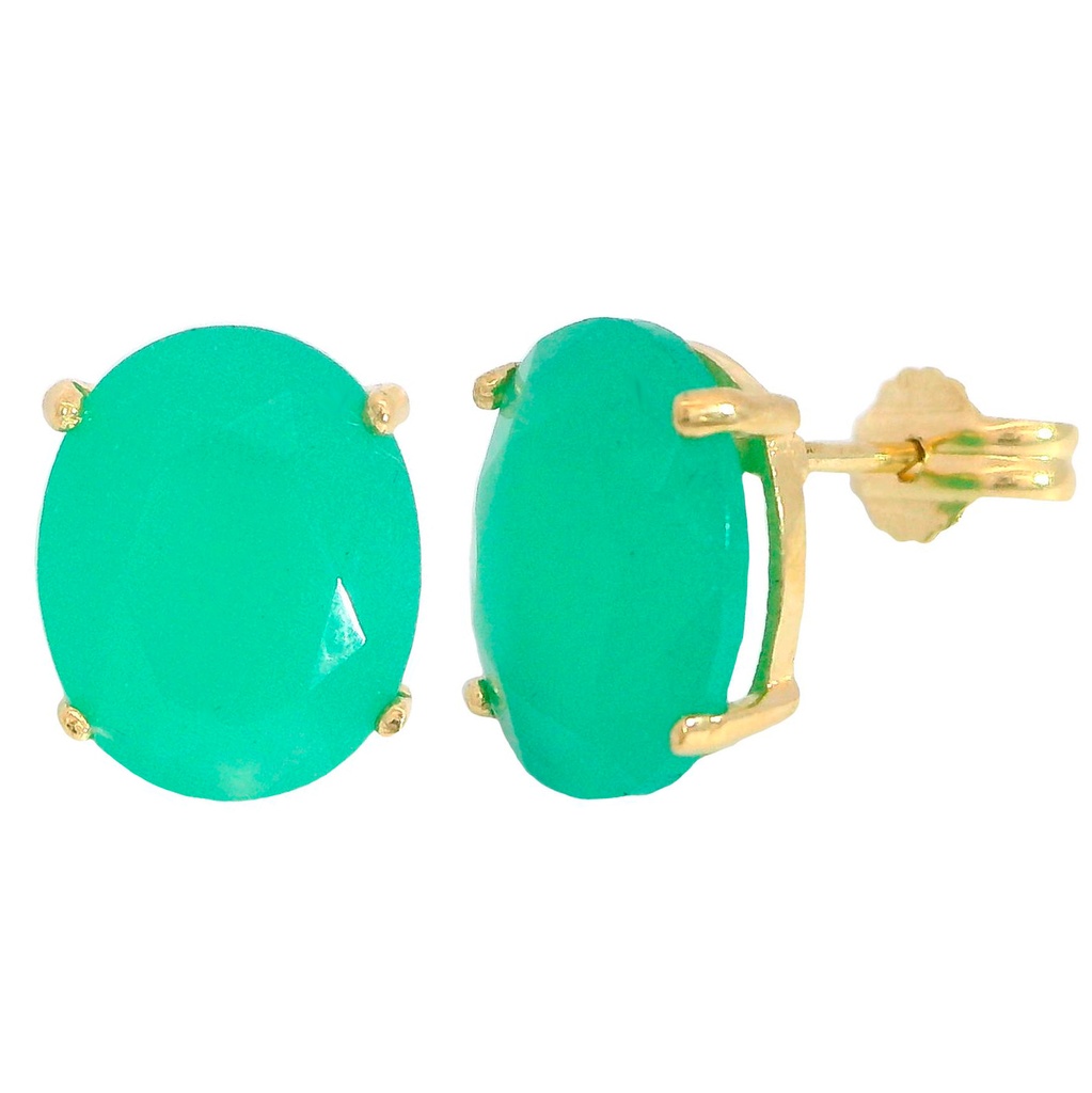 PENDIENTES OVAL 10x8MM COLOR ESMERALDA PRESION