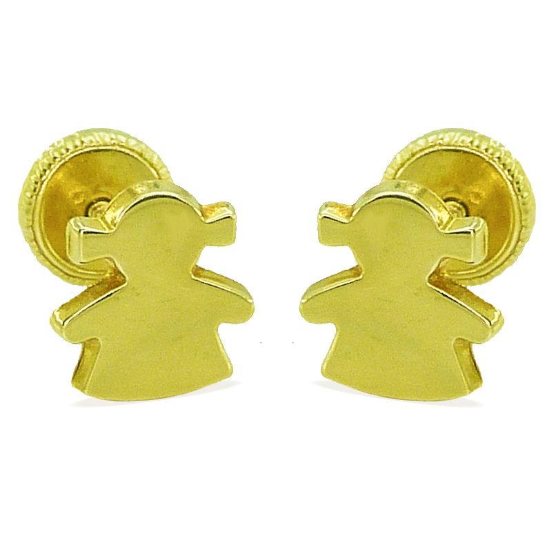 PENDIENTES SILUETA NIÑA.7MM.TORNILLO.