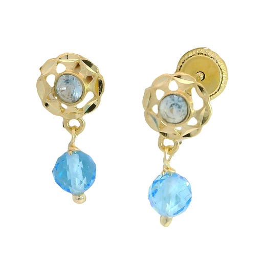 [9680/1A] PENDIENTES CUBANA  CRISTAL AZUL .TORNILLO. 15MM.