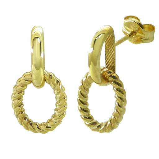 [5696] PENDIENTES DOBLES,OVAL TRENZADO.16MM.PRESION.