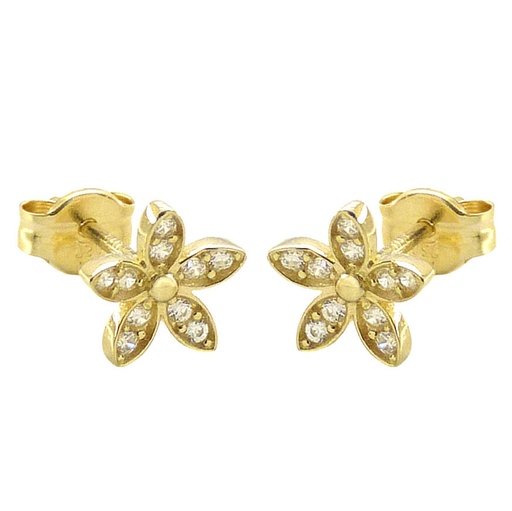 [5544] PENDIENTES FLOR CINCO PETALOS CON CIRCONITAS.8MM.