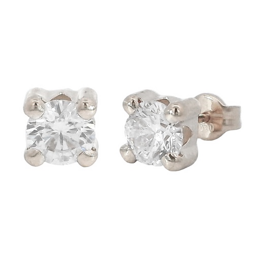 [2363B] PENDIENTES GARRA ORO BLANCO CIRCONITA DE 5MM.