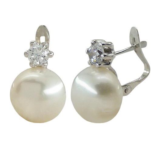 [3601B] PENDIENTES GARRA REDONDA DE 4MM Y PERLA BOTON DE 10MM.CATALAN.