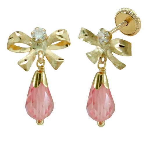 [6047R] PENDIENTES LAZO GARRA 2'5MM PERITA 7X5MM ROSA