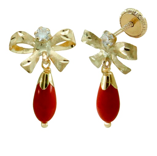 [6047C] PENDIENTES LAZO GARRA 2'5MM PERITA 8x4 CORAL