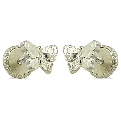 [4325B] PENDIENTES MARIPOSA ORO BLANCO.5MM.TORNILLO