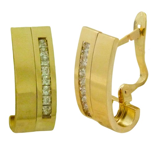 [4911] PENDIENTES MEDIO ARO CIRCONIAS CARRE.13x7MM.CATALAN.