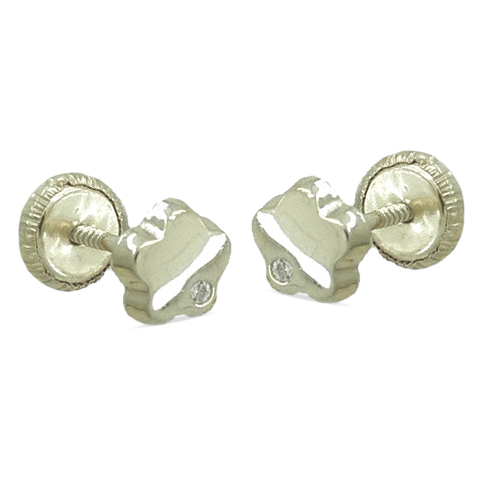 [4320B] PENDIENTES ORO BLANCO Y CIRCONITA FLOR LISA.5'5MM.