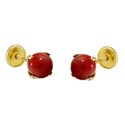 [7883C] PENDIENTES PATILLA BOLA COLOR CORAL DE 4MM.ROSCA.