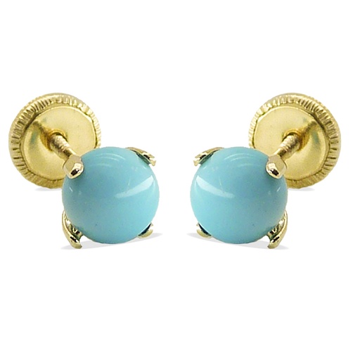 [7861T] PENDIENTES PATILLA BOLA COLOR TURQUESA DE 5MM.ROSCA.