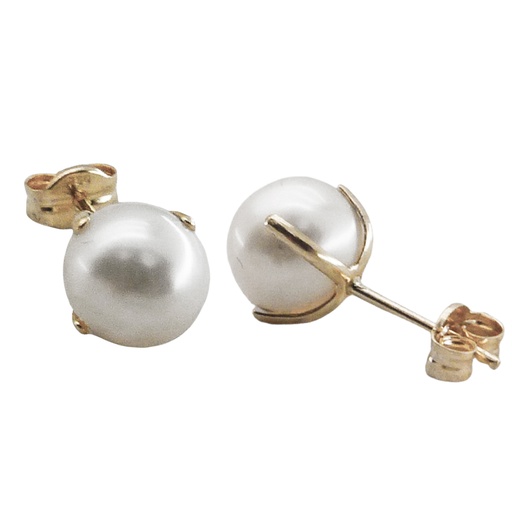 [6100B] PENDIENTES PATILLA ORO BLANCO Y PERLA DE 7/7'5MM.