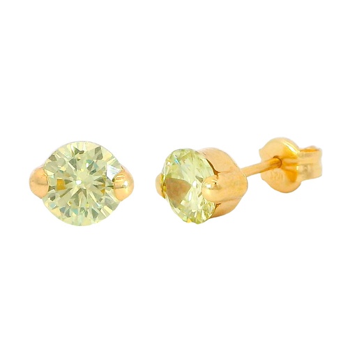 [5045CT] PENDIENTES PIEDRA COLOR  CITRINO REDONDA 5MM PRESION