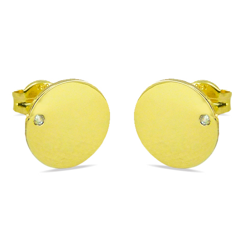 [4623] PENDIENTES REDONDOS PLANOS CON CIRCONITAS.9MM.