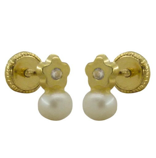 [1238] PENDIENTES TU Y YO MARGARITA 3MM YPERLA DE 4MM.ROSCA,