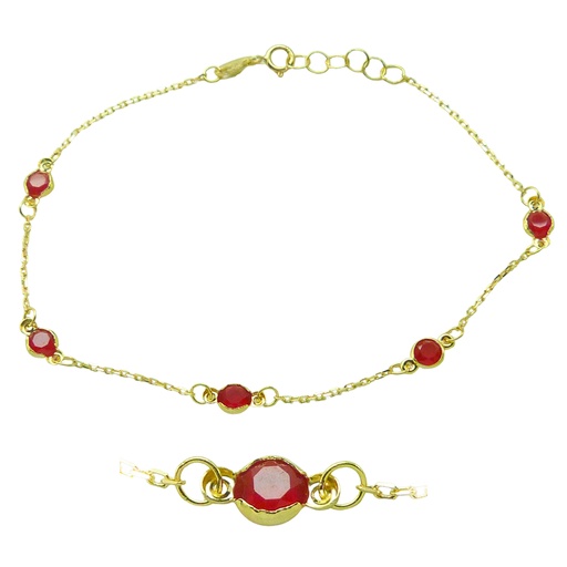 [5139R] PULSERA 5 BOCELES COLOR RUBI DE 4MM.19CM.