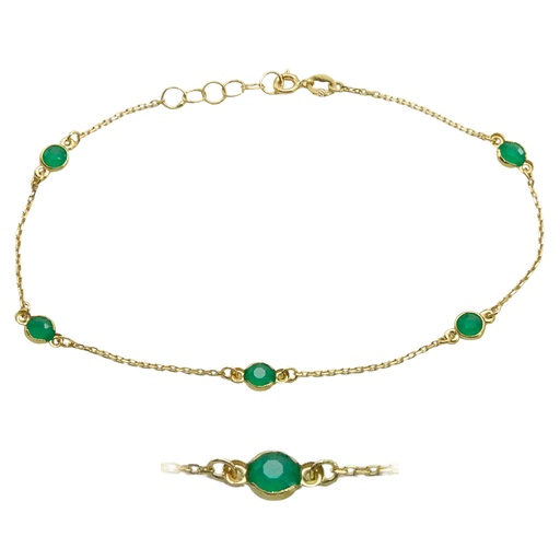 [5139E] PULSERA 5 BOCELES DE 4MM CUARZO COLOR ESMERALDA.19CM.