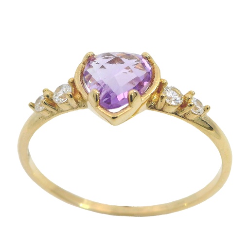 [00079] SORTIJA CON AMATISTA FORMA DE CORAZON DE 6x6MM.