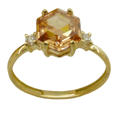 [5052/SCH] SORTIJA PIEDRA HEXAGONO 8x8MM COLOR CHAMPAGNE.