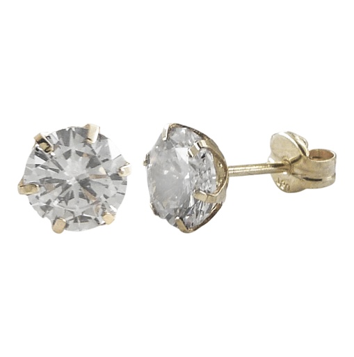 [4611B] PENDIENTES 6 GARRAS CIRCONITA DE 6MM.ORO BLANCO.