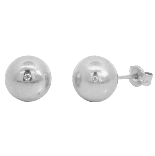 [9853B] PENDIENTES BOLA LISA ORO BLANCO 10MM.PRESION