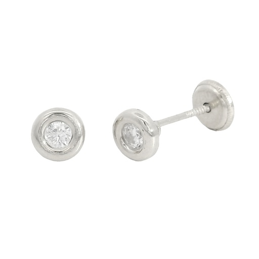 [00088B] PENDIENTES CHATON CIRCONITA DE  2.5MM.ROSCA.BLANCO.