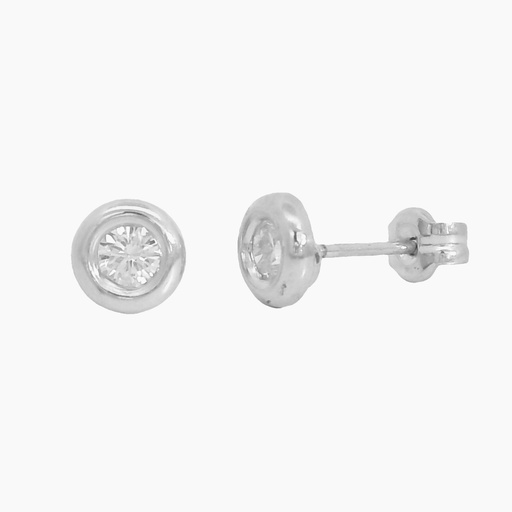 [00087B] PENDIENTES CHATON CIRCONITA DE  3MM. ORO BLANCO.PRESION.